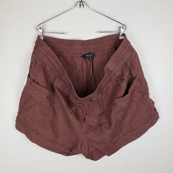 Athleta Cabo Shorts Mauve Pink Linen 4" Pull On Tie Waist Womens Plus Size 24 - Picture 4 of 6